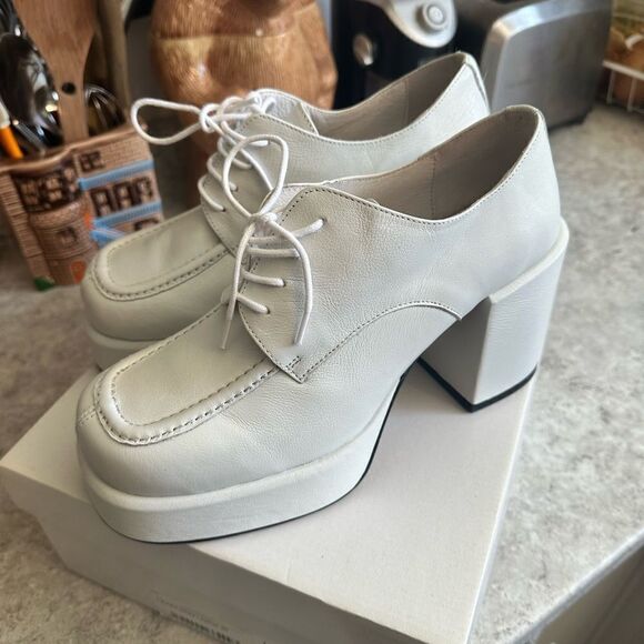 L’Intervalle BNIB White Leather Platform Oxford Shoes Size 9/9.5 40 - Picture 3 of 6